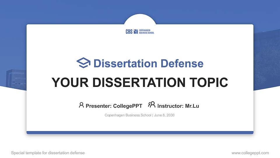 Copenhagen Business School Graduation Thesis Defense PPT Template16:9 ratio PPT effect preview image