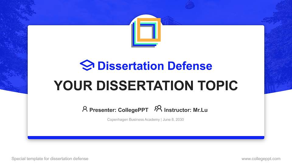 Copenhagen Business Academy Graduation Thesis Defense PPT Template16:9 ratio PPT effect preview image1