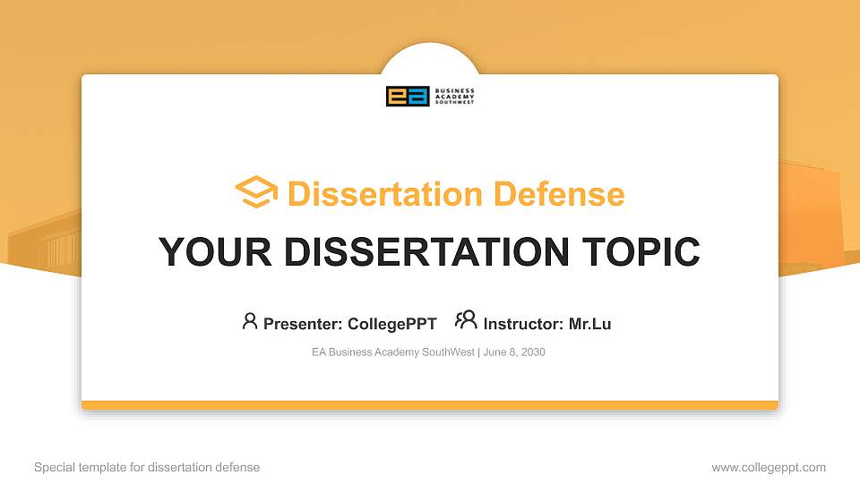 EA Business Academy SouthWest Graduation Thesis Defense PPT Template16:9 ratio PPT effect preview image