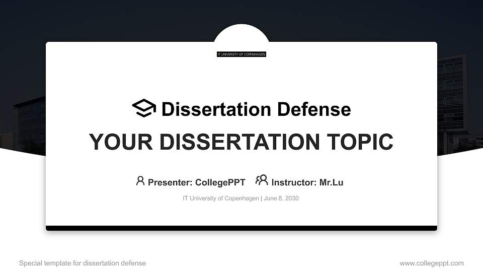 IT University of Copenhagen Graduation Thesis Defense PPT Template16:9 ratio PPT effect preview image