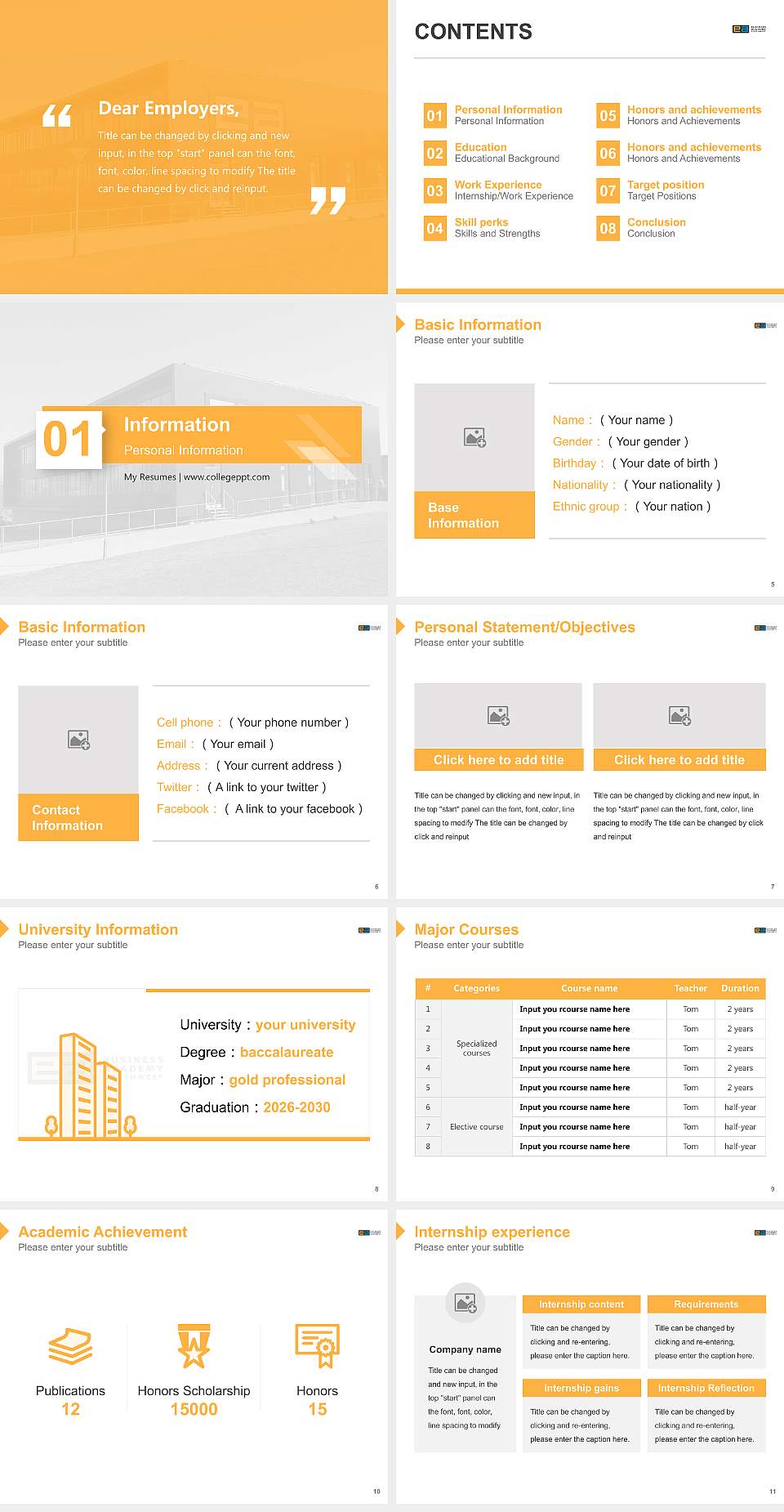 EA Business Academy SouthWest Resume PPT Template4:3 ratio PPT effect preview image2