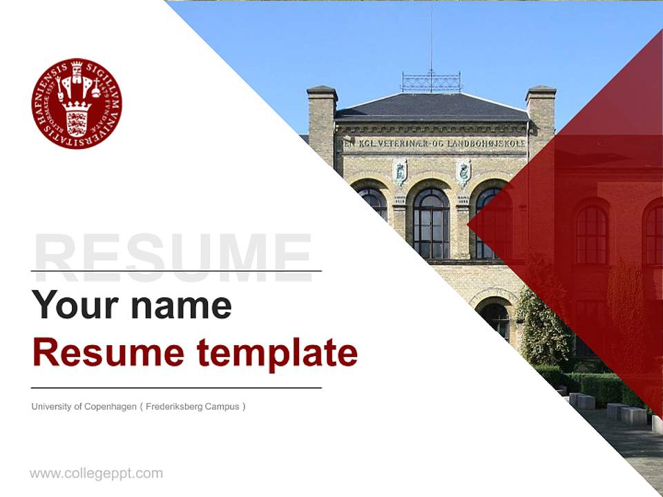 University of Copenhagen（Frederiksberg Campus） Resume PPT Template4:3 ratio PPT effect preview image5