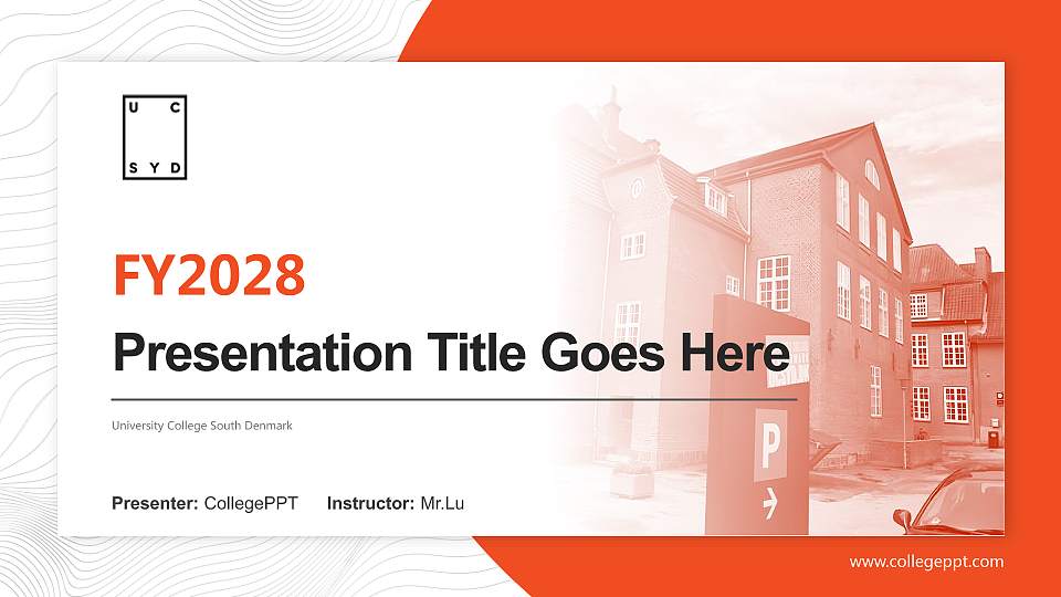 University College South Denmark Academic Presentation/Research Findings Report PPT Template16:9 ratio PPT effect preview image