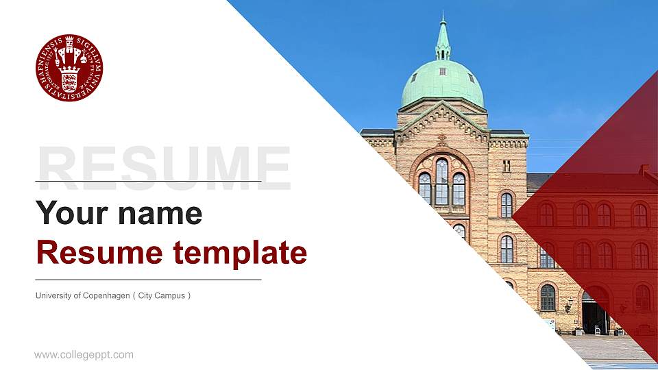 University of Copenhagen（City Campus） Resume PPT Template16:9 ratio PPT effect preview image