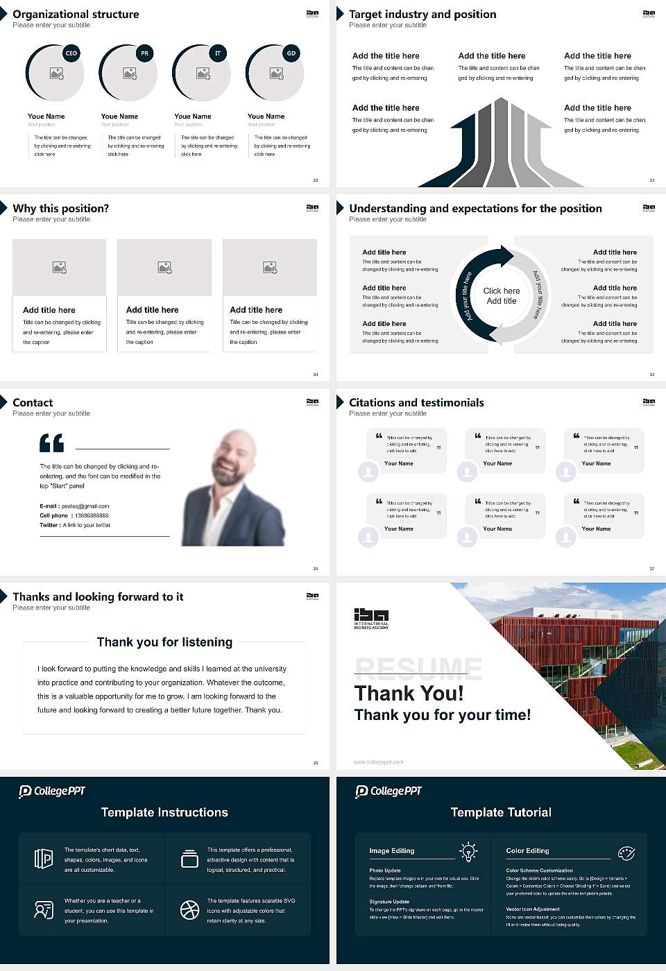 IBA International Business Academy Resume PPT Template16:9 ratio PPT effect preview image4