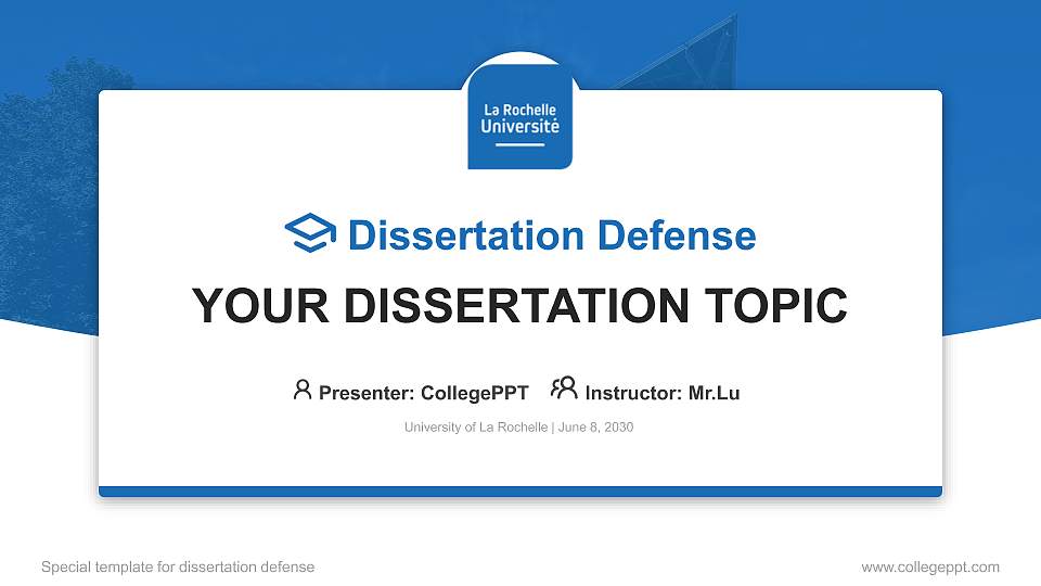 University of La Rochelle Graduation Thesis Defense PPT Template16:9 ratio PPT effect preview image