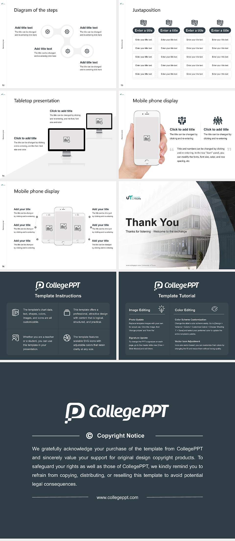 University of Tours Competition/Entrepreneurship Contest PPT Template4:3 ratio PPT effect preview image9