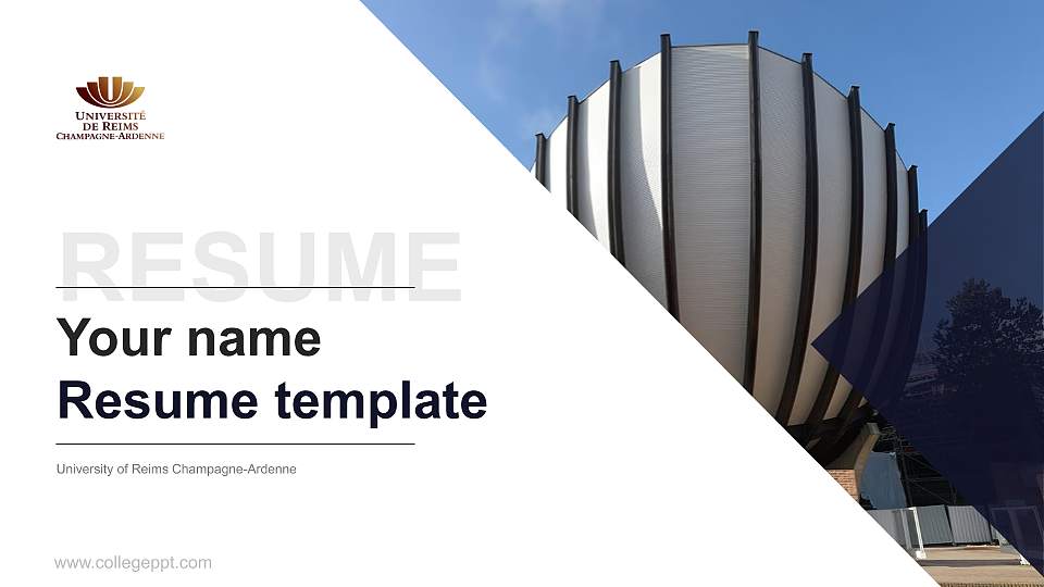 University of Reims Champagne-Ardenne Resume PPT Template16:9 ratio PPT effect preview image