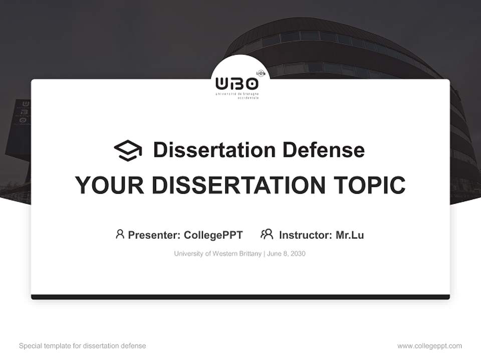 University of Western Brittany Graduation Thesis Defense PPT Template4:3 ratio PPT effect preview image7