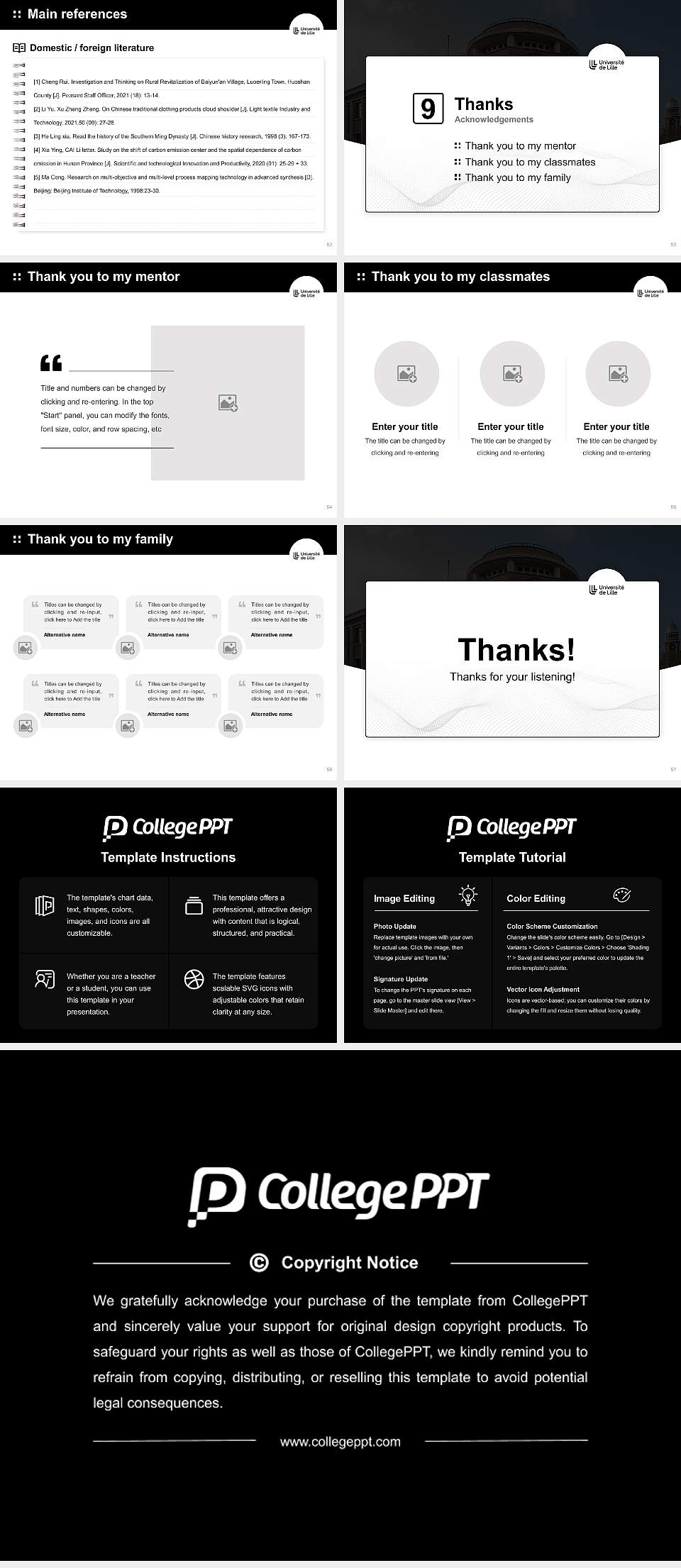 University of Lille Graduation Thesis Defense PPT Template4:3 ratio PPT effect preview image7