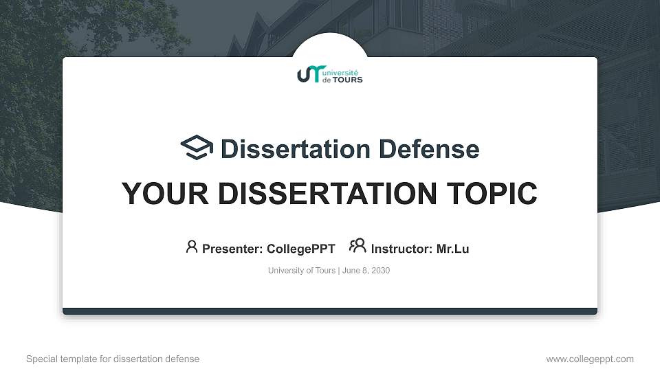 University of Tours Graduation Thesis Defense PPT Template16:9 ratio PPT effect preview image