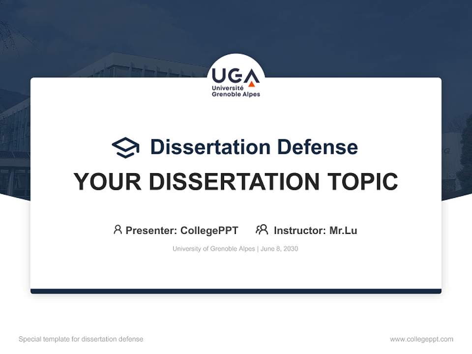 University of Grenoble Alpes Graduation Thesis Defense PPT Template4:3 ratio PPT effect preview image7