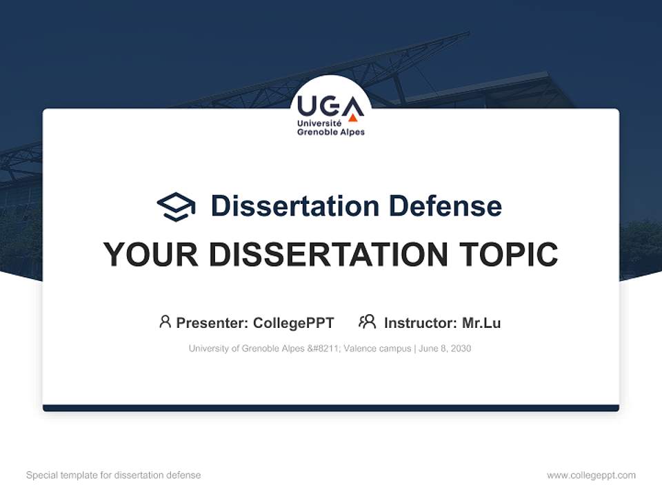 University of Grenoble Alpes – Valence campus Graduation Thesis Defense PPT Template4:3 ratio PPT effect preview image7