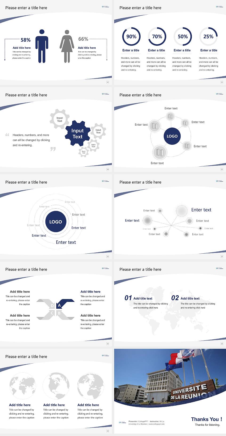 University of La Réunion Course/Courseware Creation PPT Template4:3 ratio PPT effect preview image4