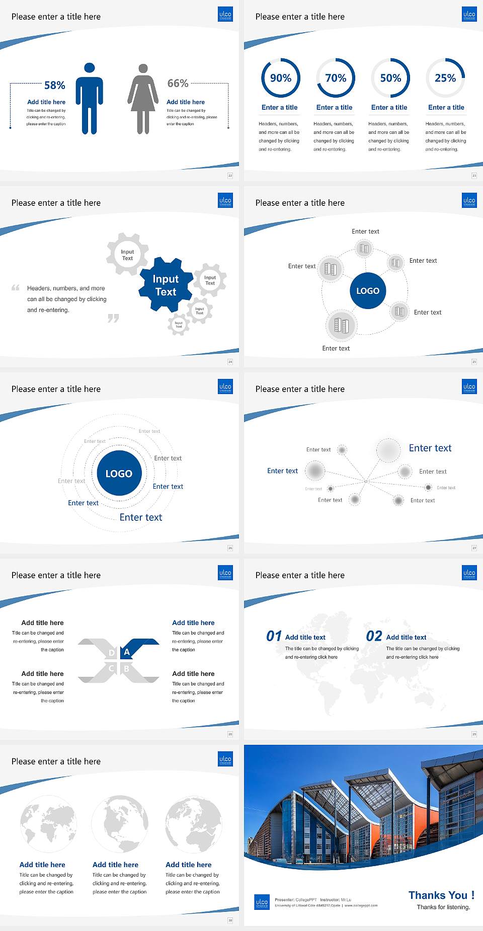 University of Littoral Côte d’Opale Course/Courseware Creation PPT Template4:3 ratio PPT effect preview image4