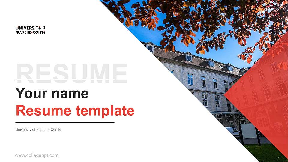University of Franche-Comté Resume PPT Template16:9 ratio PPT effect preview image