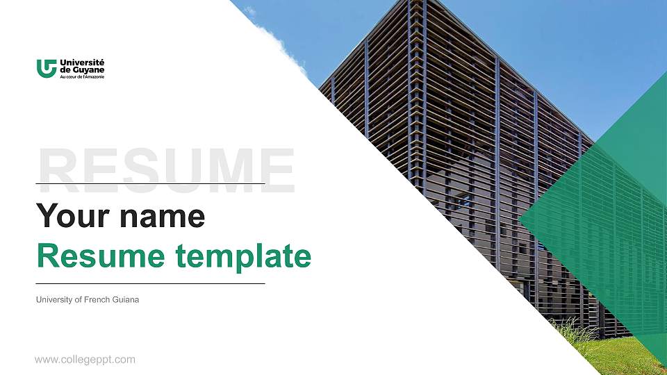 University of French Guiana Resume PPT Template16:9 ratio PPT effect preview image