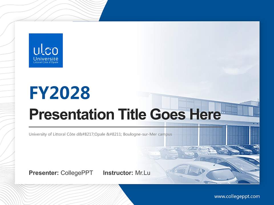 University of Littoral Côte d’Opale – Boulogne-sur-Mer campus Academic Presentation/Research Findings Report PPT Template4:3 ratio PPT effect preview image5