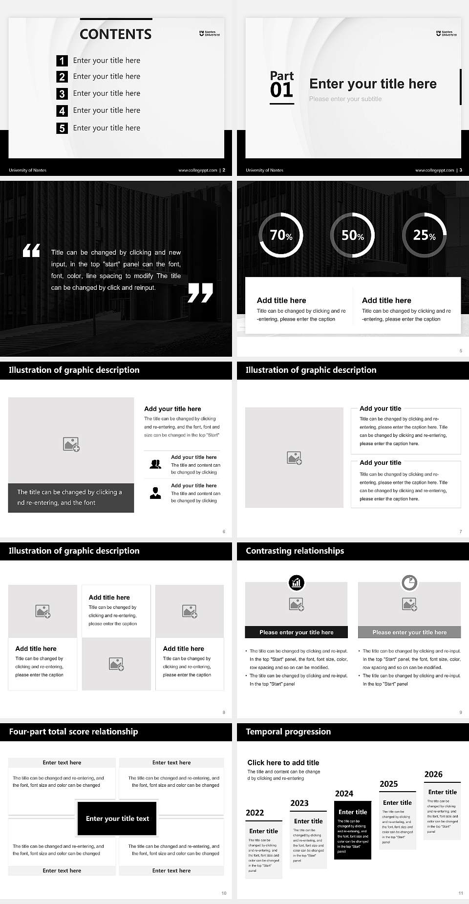 University of Nantes Thesis Proposal/Graduation Defense PPT Template4:3 ratio PPT effect preview image2