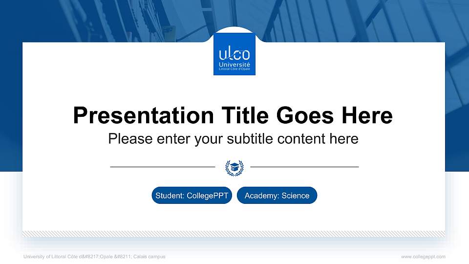 University of Littoral Côte d’Opale – Calais campus National Scholarship Defense PPT Template16:9 ratio PPT effect preview image