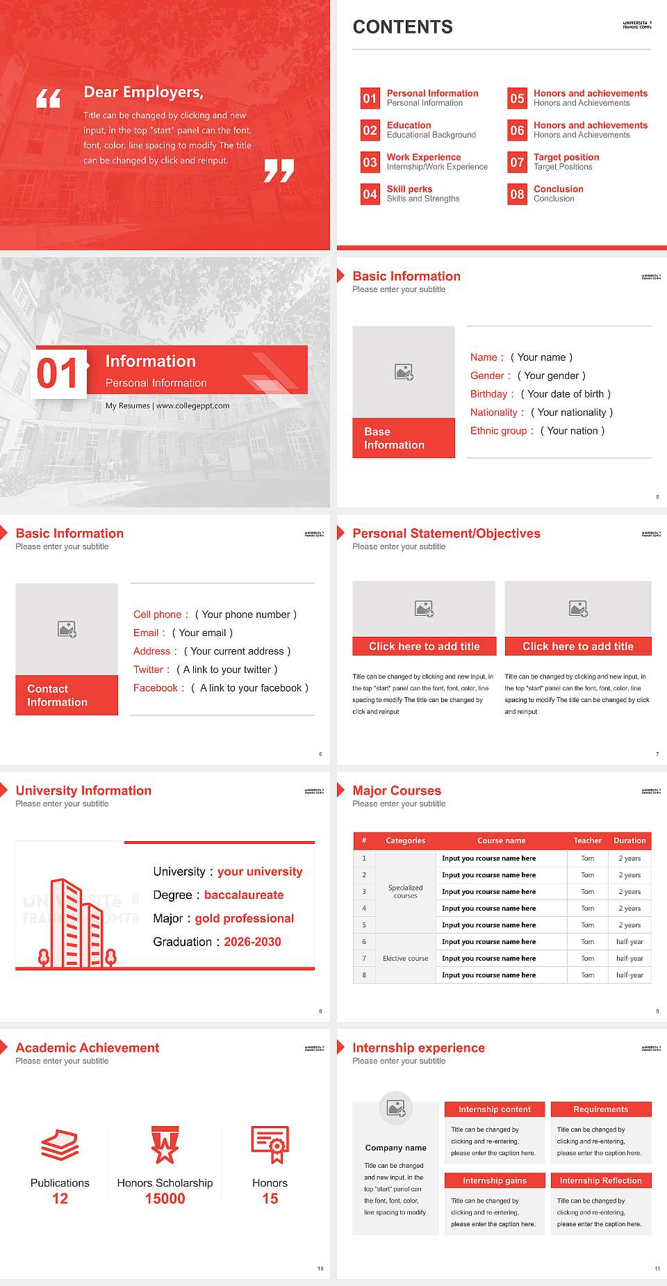 University of Franche-Comté Resume PPT Template4:3 ratio PPT effect preview image2