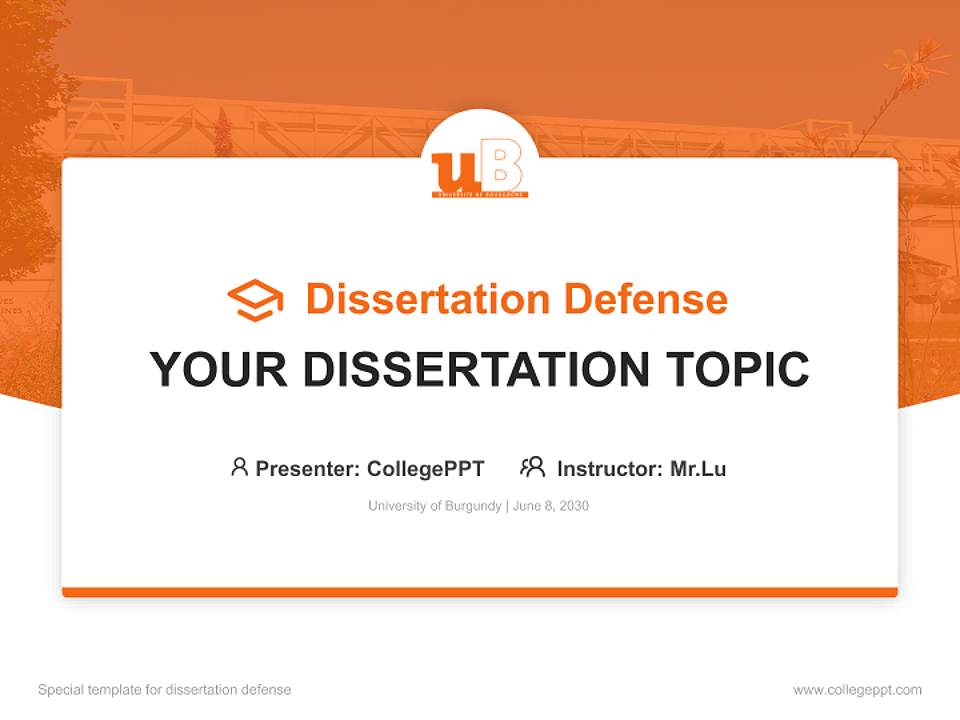 University of Burgundy Graduation Thesis Defense PPT Template4:3 ratio PPT effect preview image7