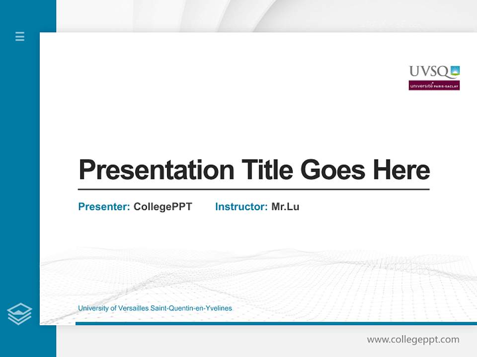 University of Versailles Saint-Quentin-en-Yvelines Thesis Proposal/Graduation Defense PPT Template4:3 ratio PPT effect preview image5