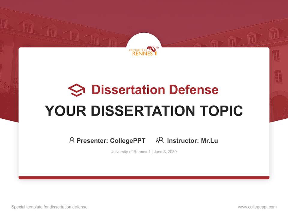 University of Rennes 1 Graduation Thesis Defense PPT Template4:3 ratio PPT effect preview image7