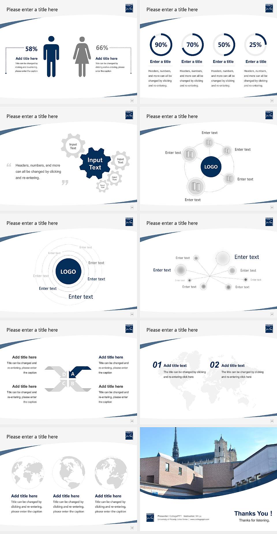University of Picardy Jules Verne Course/Courseware Creation PPT Template4:3 ratio PPT effect preview image4