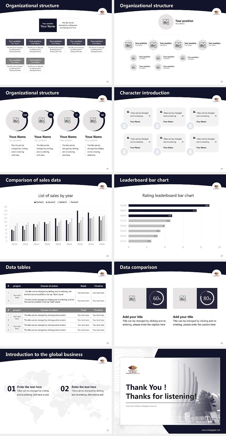 University of Reims Champagne-Ardenne Academic Presentation/Research Findings Report PPT Template4:3 ratio PPT effect preview image4