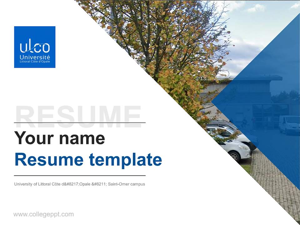 University of Littoral Côte d’Opale – Saint-Omer campus Resume PPT Template4:3 ratio PPT effect preview image5