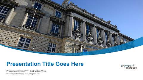 University of Bordeaux Course/Courseware Creation PPT Template