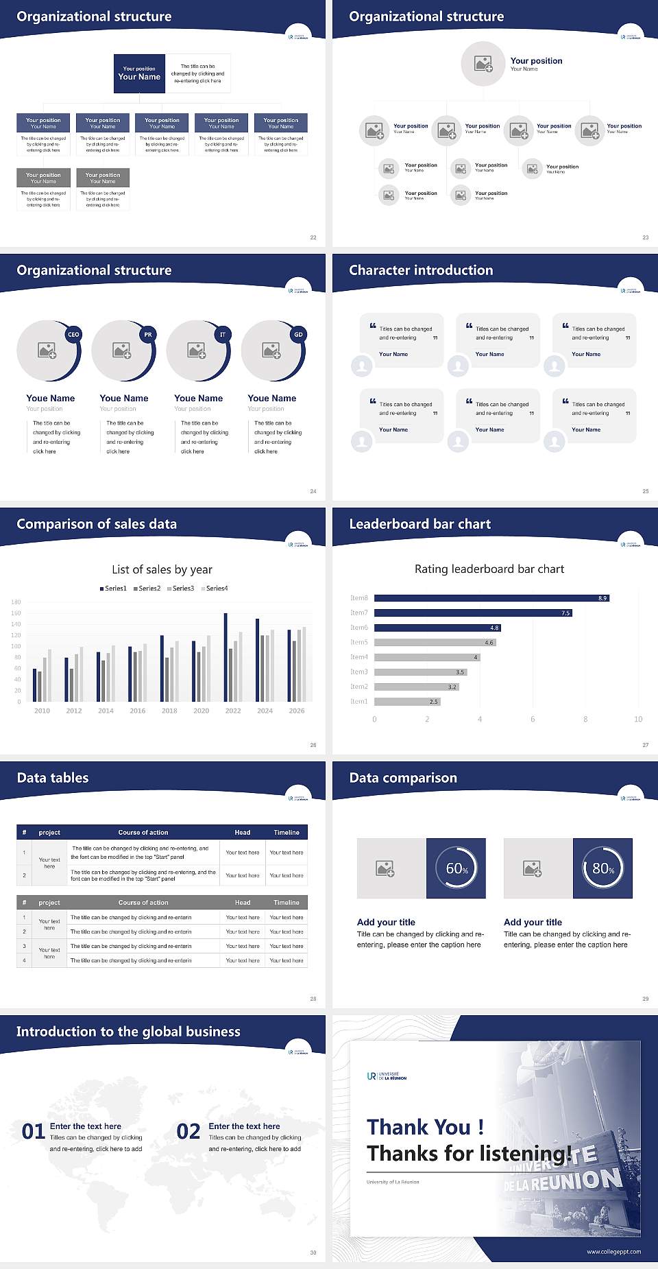 University of La Réunion Academic Presentation/Research Findings Report PPT Template4:3 ratio PPT effect preview image4