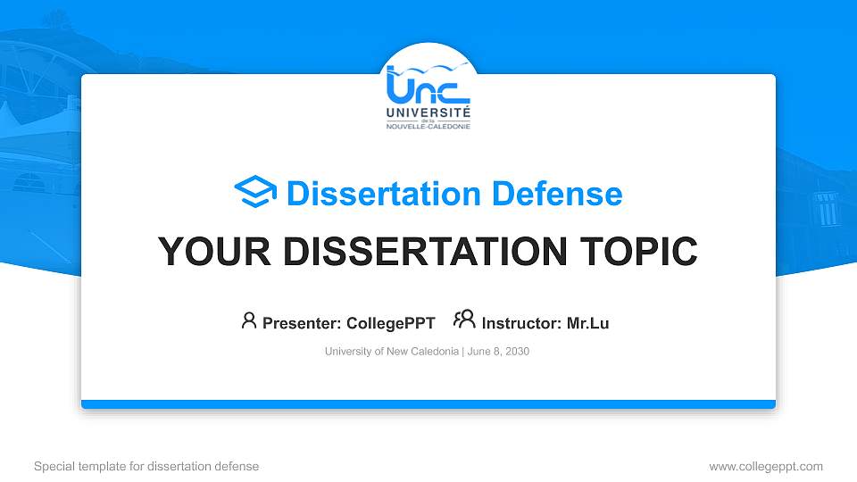 University of New Caledonia Graduation Thesis Defense PPT Template16:9 ratio PPT effect preview image