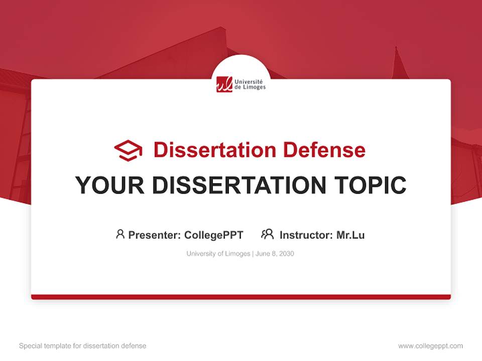 University of Limoges Graduation Thesis Defense PPT Template4:3 ratio PPT effect preview image7