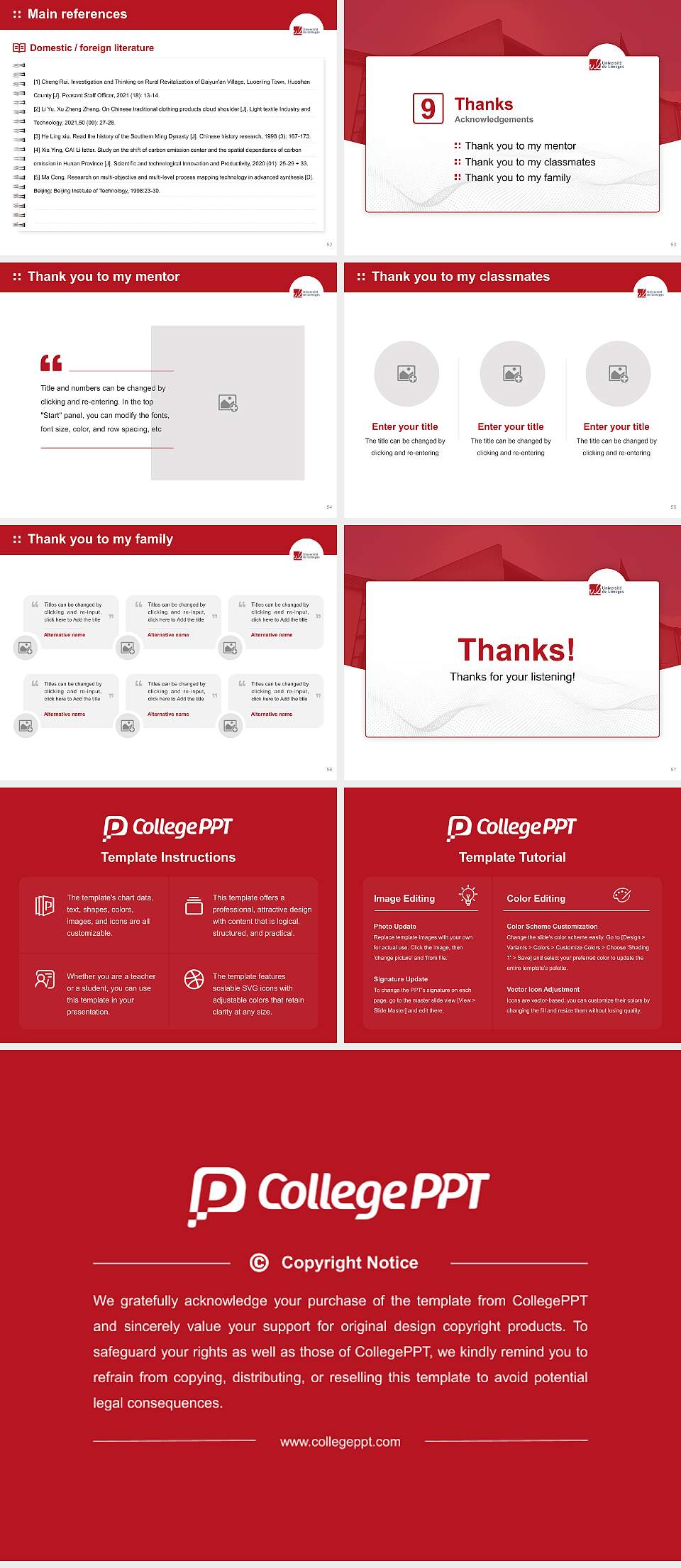 University of Limoges Graduation Thesis Defense PPT Template4:3 ratio PPT effect preview image7