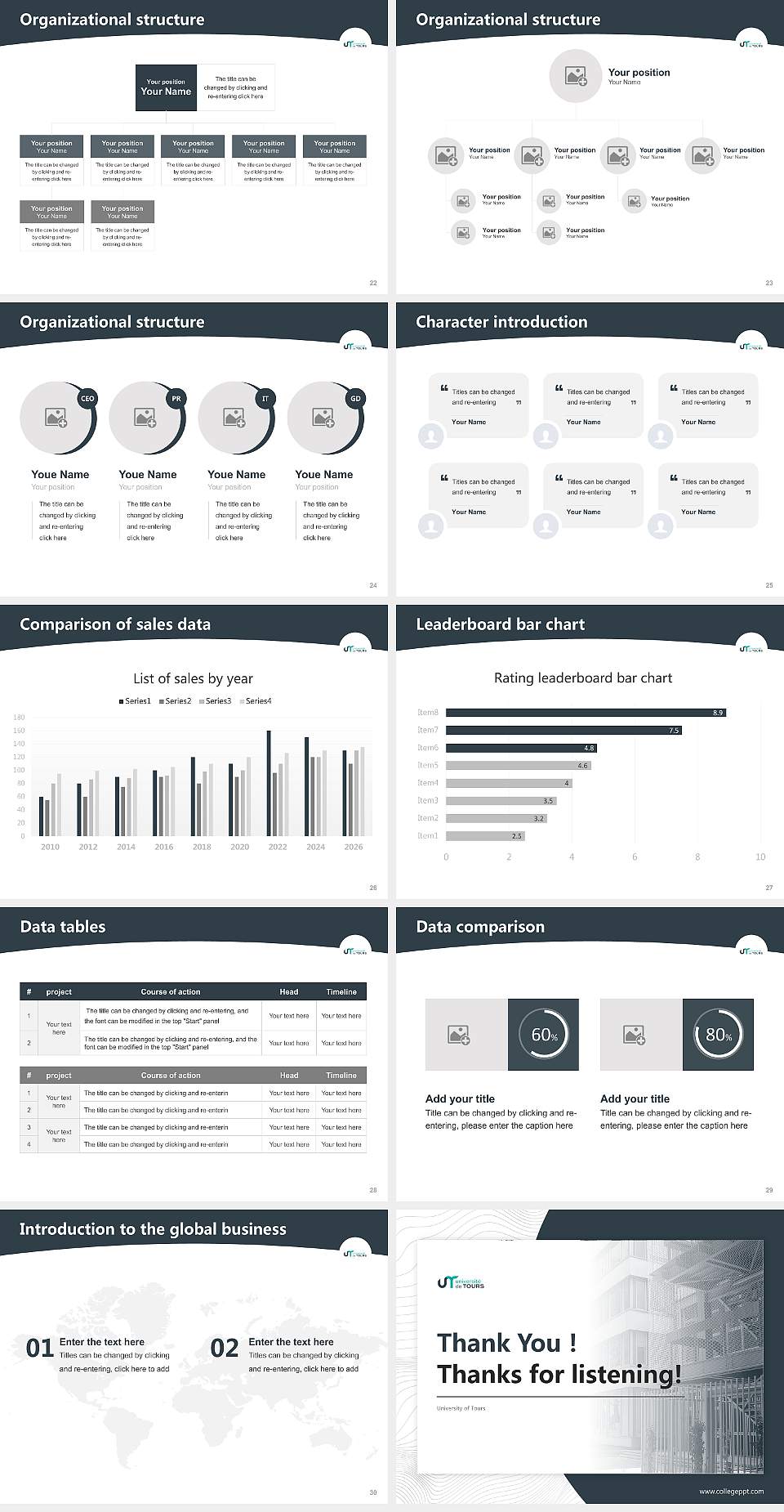University of Tours Academic Presentation/Research Findings Report PPT Template4:3 ratio PPT effect preview image4