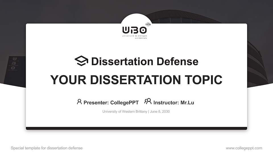 University of Western Brittany Graduation Thesis Defense PPT Template16:9 ratio PPT effect preview image