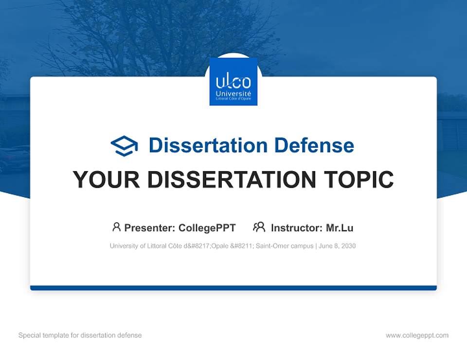 University of Littoral Côte d’Opale – Saint-Omer campus Graduation Thesis Defense PPT Template4:3 ratio PPT effect preview image7