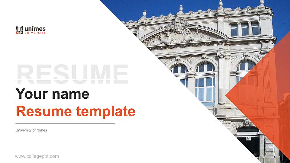 University of Nîmes Resume PPT Template16:9 ratio PPT effect preview image