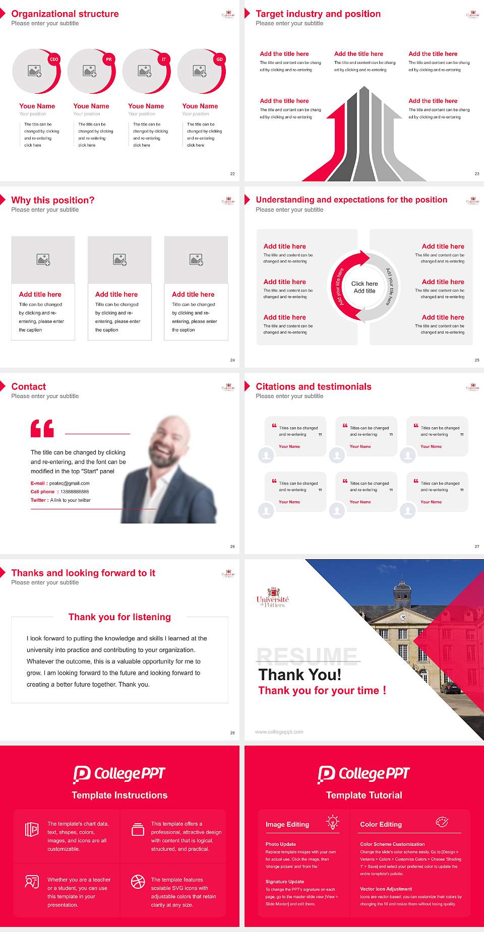 University of Poitiers Resume PPT Template4:3 ratio PPT effect preview image4