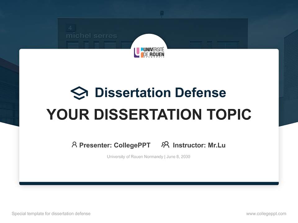 University of Rouen Normandy Graduation Thesis Defense PPT Template4:3 ratio PPT effect preview image7