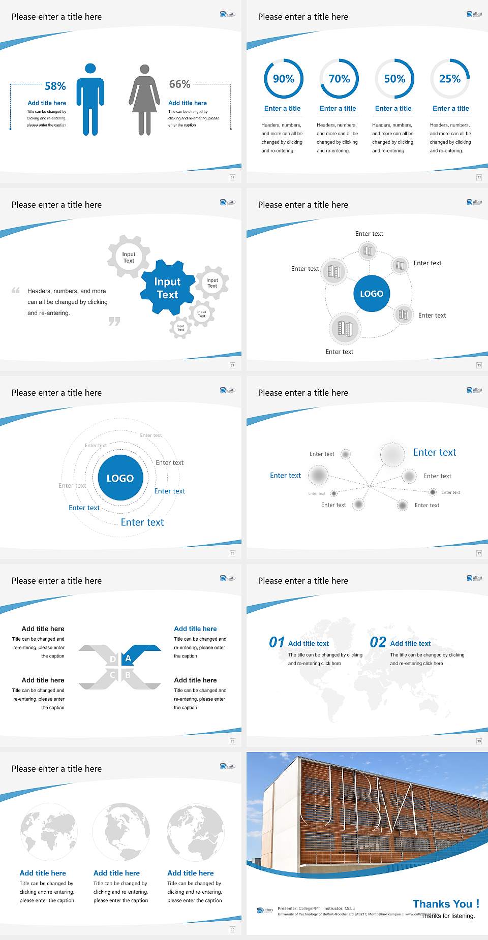 University of Technology of Belfort-Montbéliard – Montbéliard campus Course/Courseware Creation PPT Template4:3 ratio PPT effect preview image4