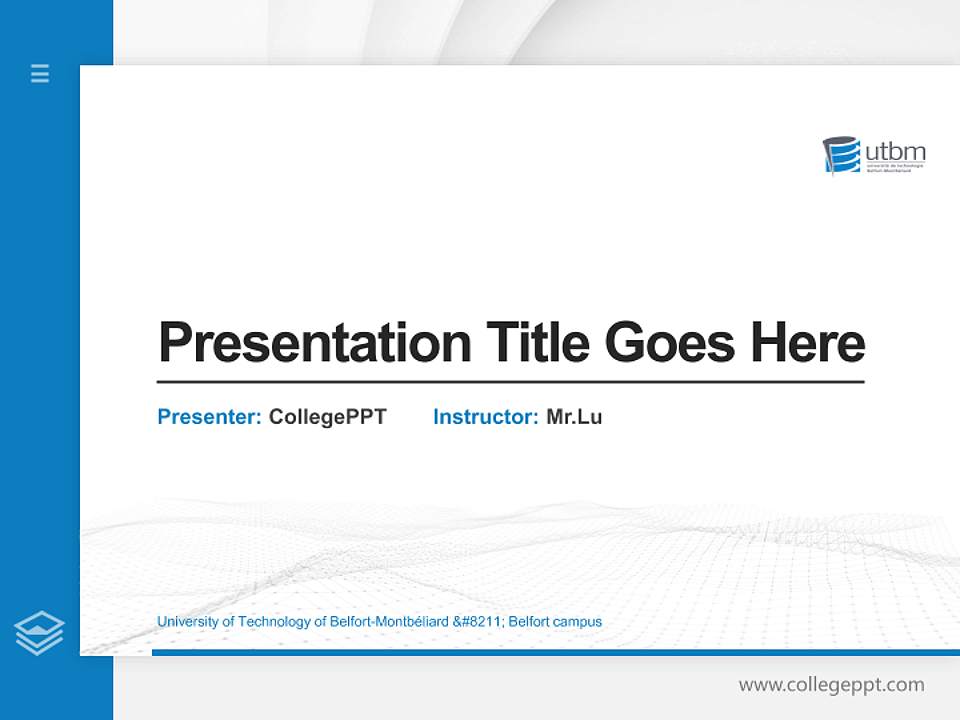 University of Technology of Belfort-Montbéliard – Belfort campus Thesis Proposal/Graduation Defense PPT Template4:3 ratio PPT effect preview image5