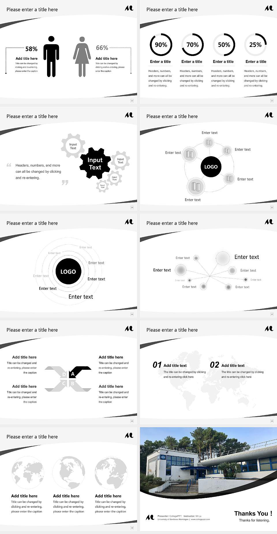 University of Bordeaux Montaigne Course/Courseware Creation PPT Template4:3 ratio PPT effect preview image4