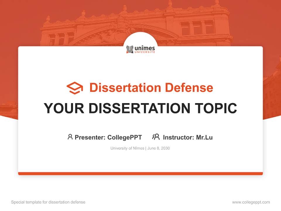 University of Nîmes Graduation Thesis Defense PPT Template4:3 ratio PPT effect preview image7