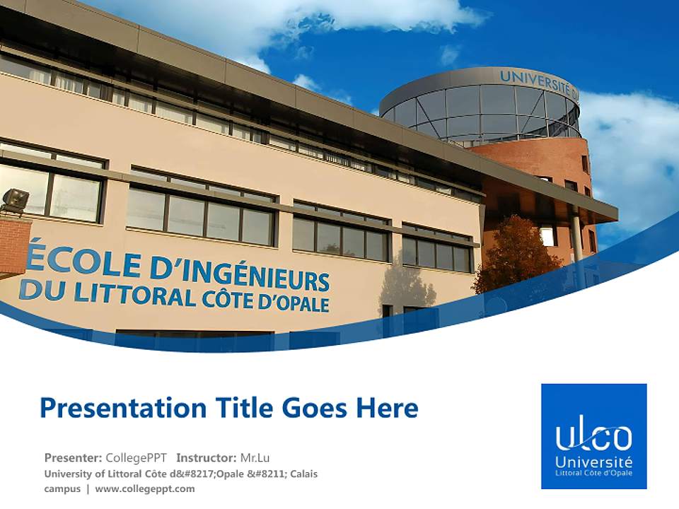 University of Littoral Côte d’Opale – Calais campus Course/Courseware Creation PPT Template4:3 ratio PPT effect preview image5