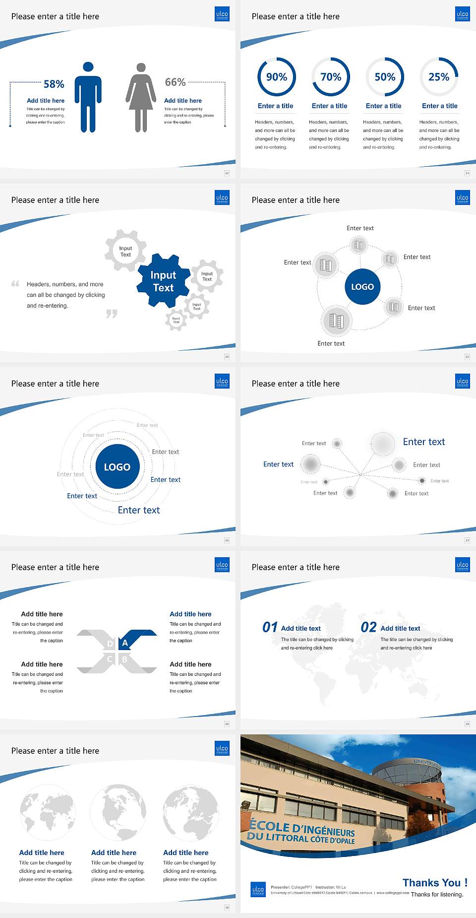 University of Littoral Côte d’Opale – Calais campus Course/Courseware Creation PPT Template4:3 ratio PPT effect preview image4
