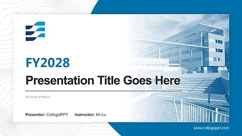 University of Toulon Academic Presentation/Research Findings Report PPT Template