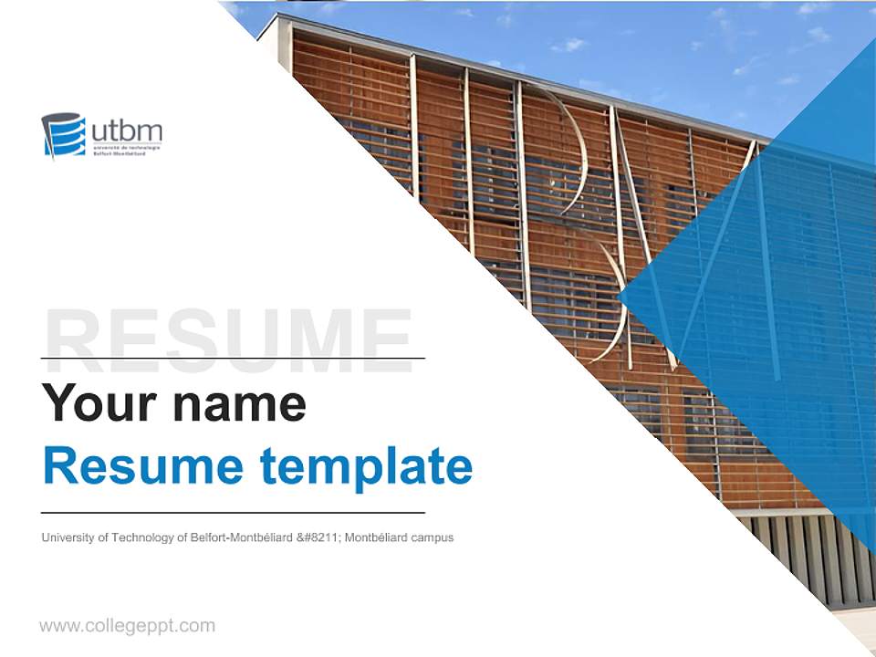 University of Technology of Belfort-Montbéliard – Montbéliard campus Resume PPT Template4:3 ratio PPT effect preview image5